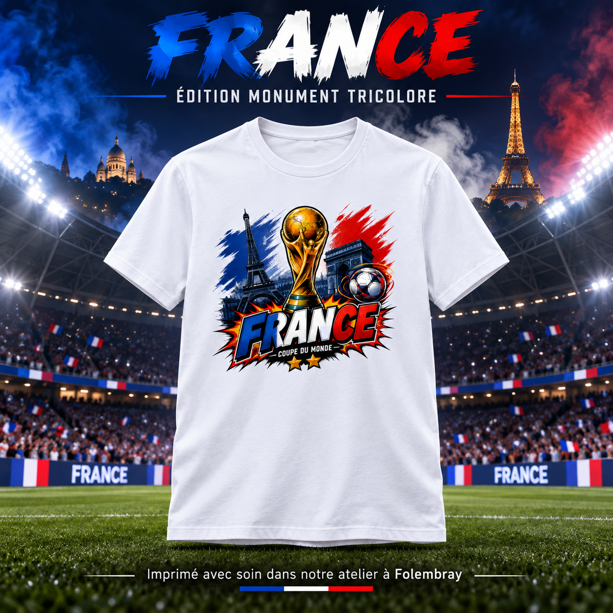 T-shirt France – Édition Monument Tricolore ⚽🇫🇷 – visuel de présentation