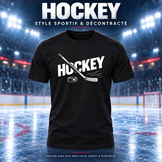 Image de présentation premium — T-shirt Homme – Design "HOCKEY" – Style Sportif & Décontracté