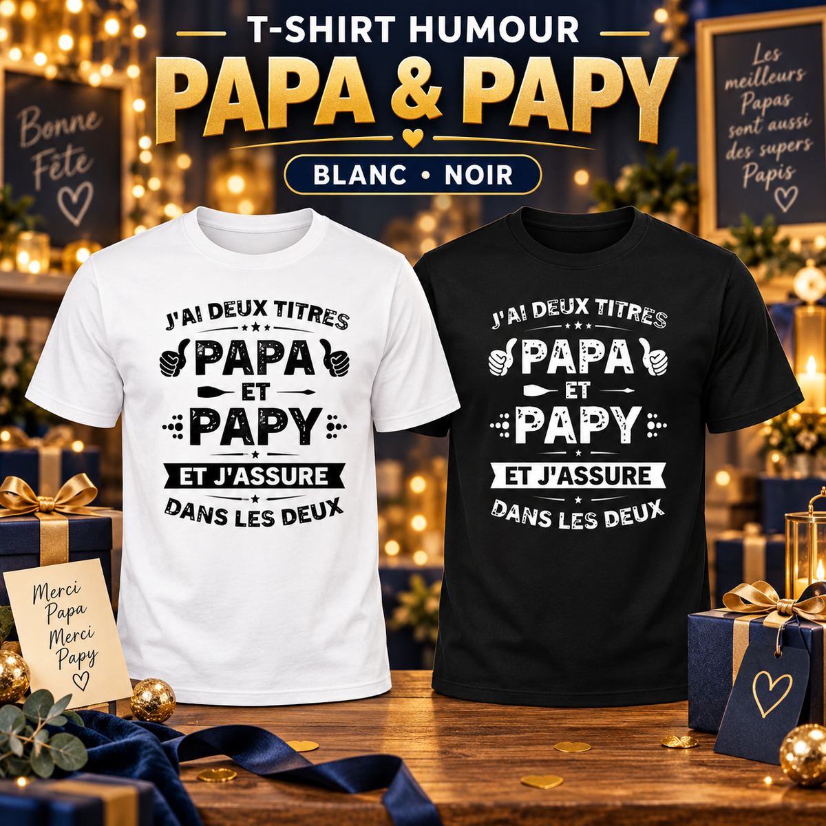 T-shirt humour – Papa et Papy