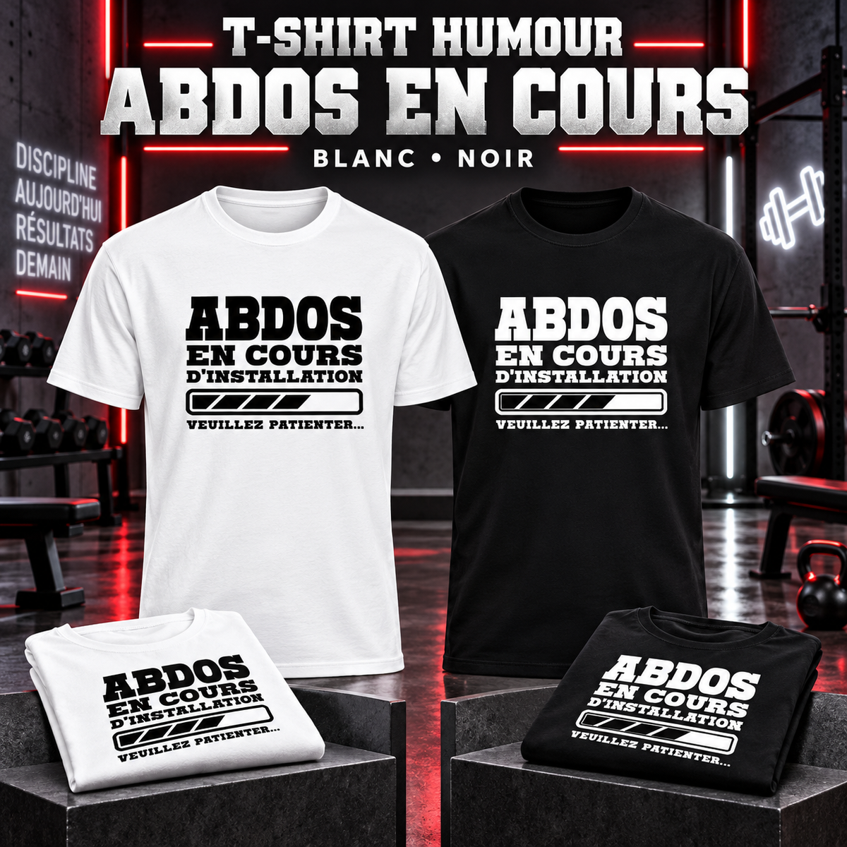 T-shirt humour – Abdos en cours d’installation