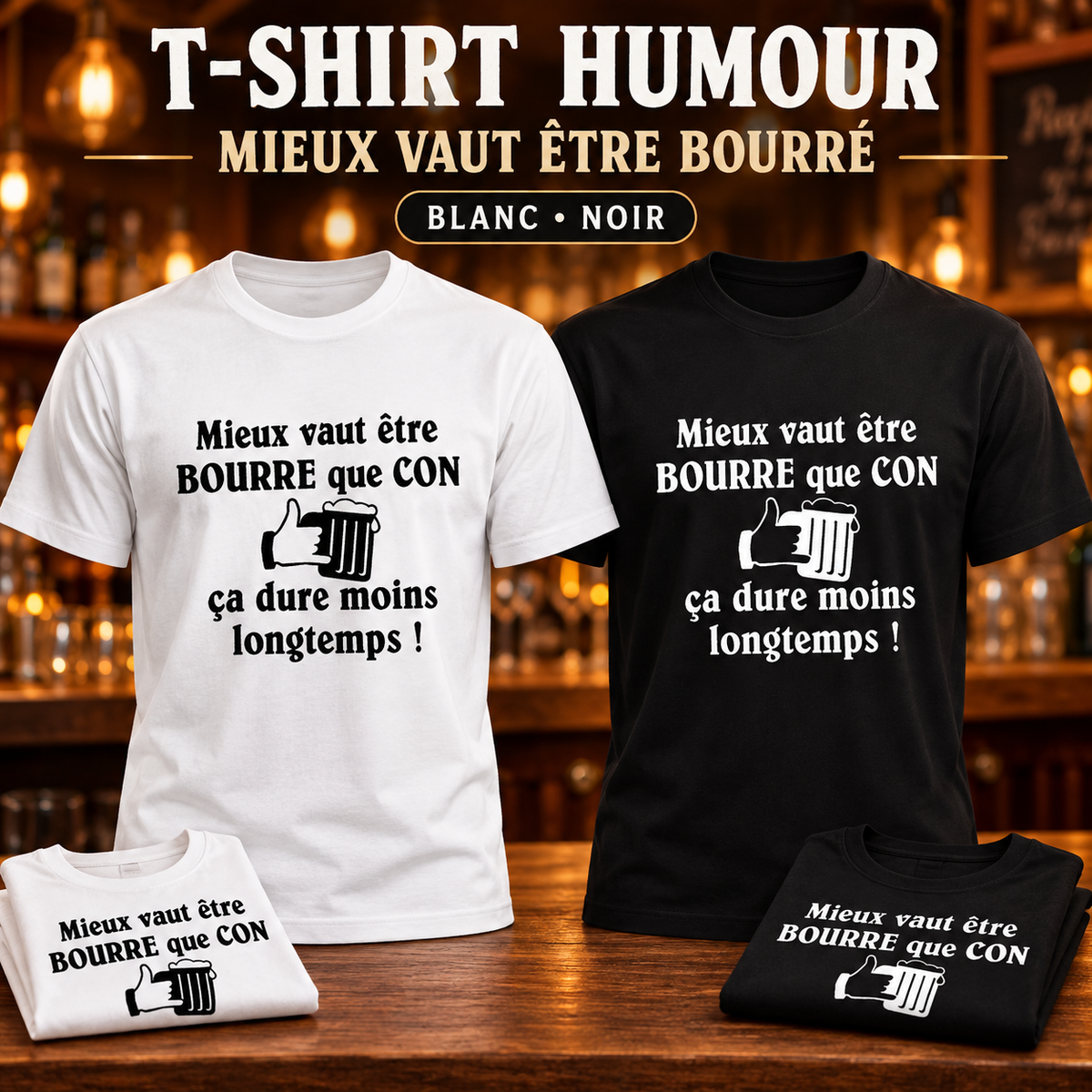 T-shirt humour – Mieux vaut être bourré