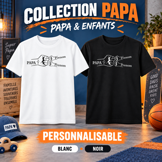 Papa et enfants – Poing Fist Bump personnalisable