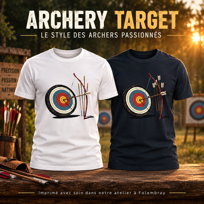 Image de présentation premium — 🎯 Tee-shirt Homme "ARCHERY TARGET" - Le style sobre des archers passionnés