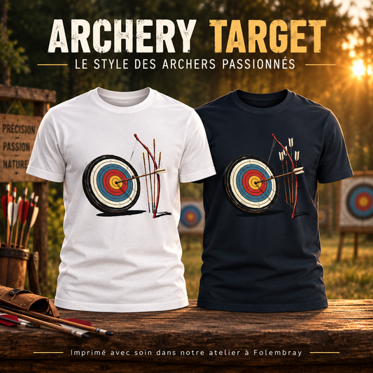 Image de présentation premium — 🎯 Tee-shirt Homme "ARCHERY TARGET" - Le style sobre des archers passionnés