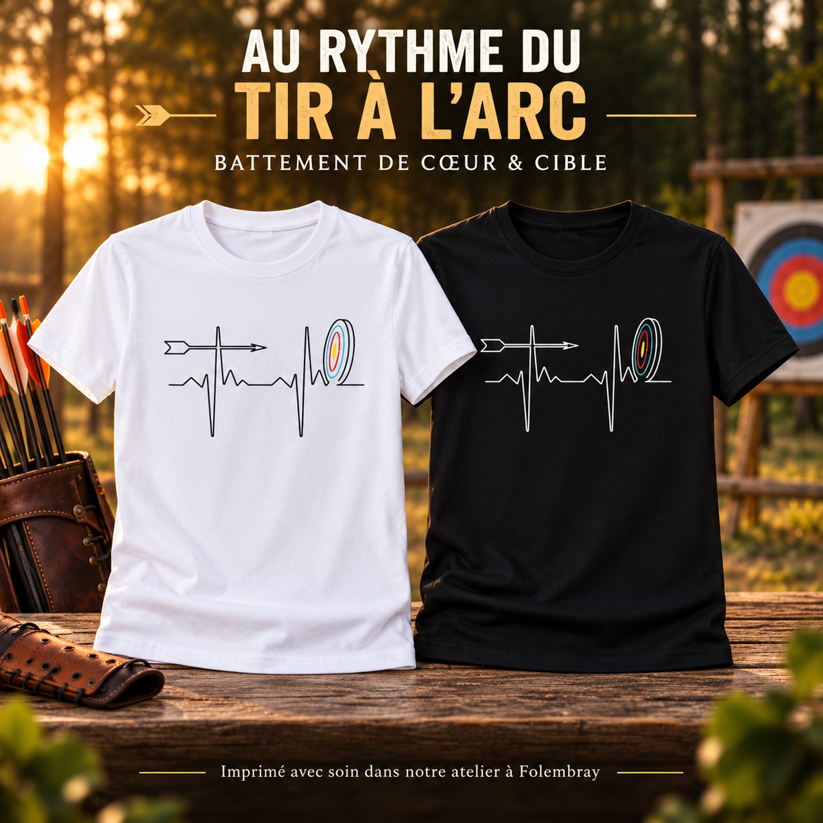 Image de présentation premium — T-shirt Archerie – Battement de cœur & cible