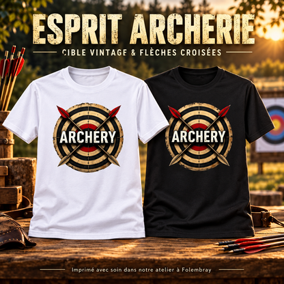 Image de présentation premium — 🎯 T-shirt Archerie – Cible Vintage & Flèches croisées