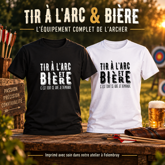 Image de présentation premium — 🍻 T-shirt Tir à l’Arc & Bière – Humour Archerie