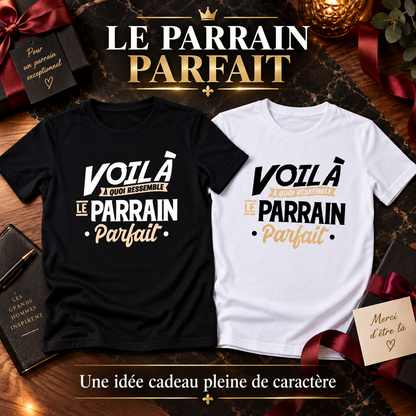 Image de présentation premium — 👕 T-shirt Homme – “Voilà à quoi ressemble le Parrain Parfait”