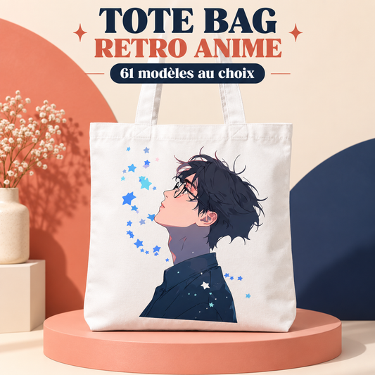 Présentation Tote bag Rétro Anime avec les modèles réels