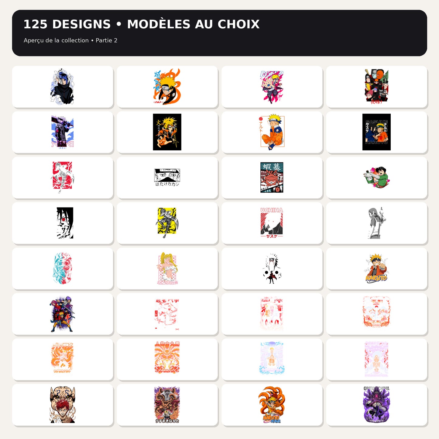 Pack 124 Designs Anime – Fichiers PNG Haute Qualité