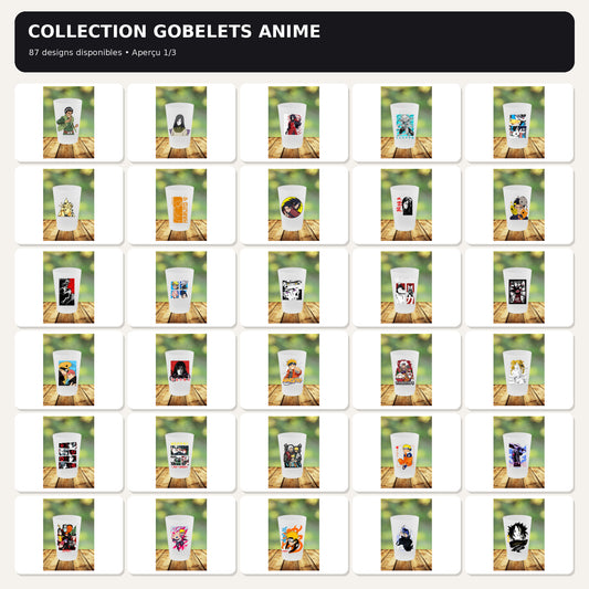 Gobelet Anime – 87 modèles au choix