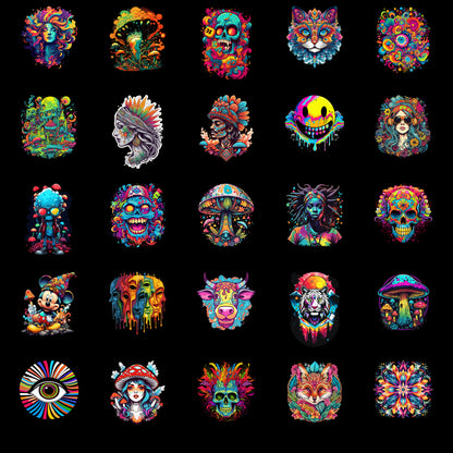 Pack 100 Psychedelic Designs – Fichiers PNG Haute Qualité