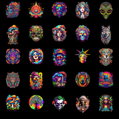 Psychedelic Designs – Fichier PNG Haute Qualité – 100 modèles au choix