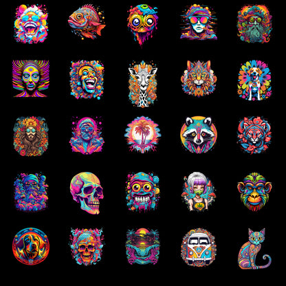 Psychedelic Designs – Fichier PNG Haute Qualité – 100 modèles au choix