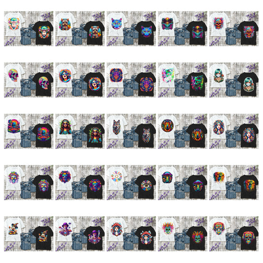 T-shirt Psychedelic Design personnalisé – 100 motifs au choix – Noir ou Blanc