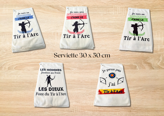 Serviette 30x50 cm - Collection "Tir à l'Arc" (5 Modèles au choix)