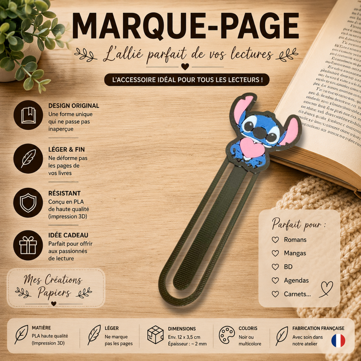 Marque-page Stitch – Impression 3D
