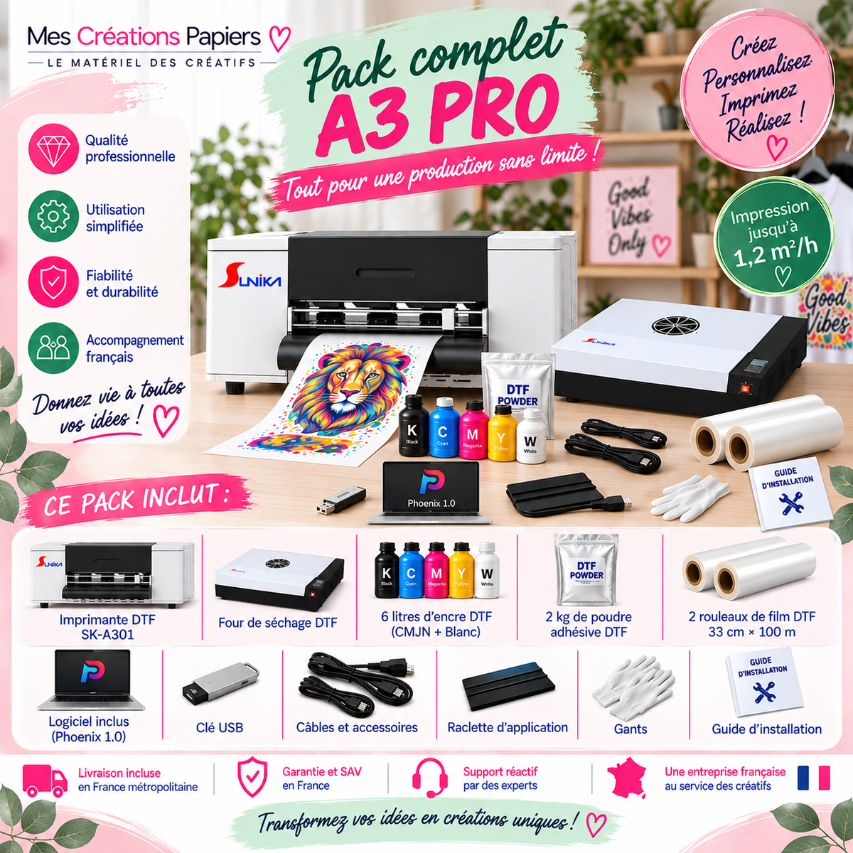Pack complet SUNIKA SK-A301 A3 PRO DTF - Mes Créations Papiers