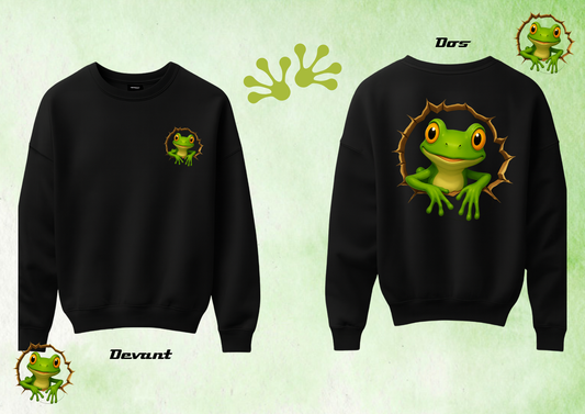 🐸 Sweat “Grenouille 3D – Elle Sort du Mur !”
