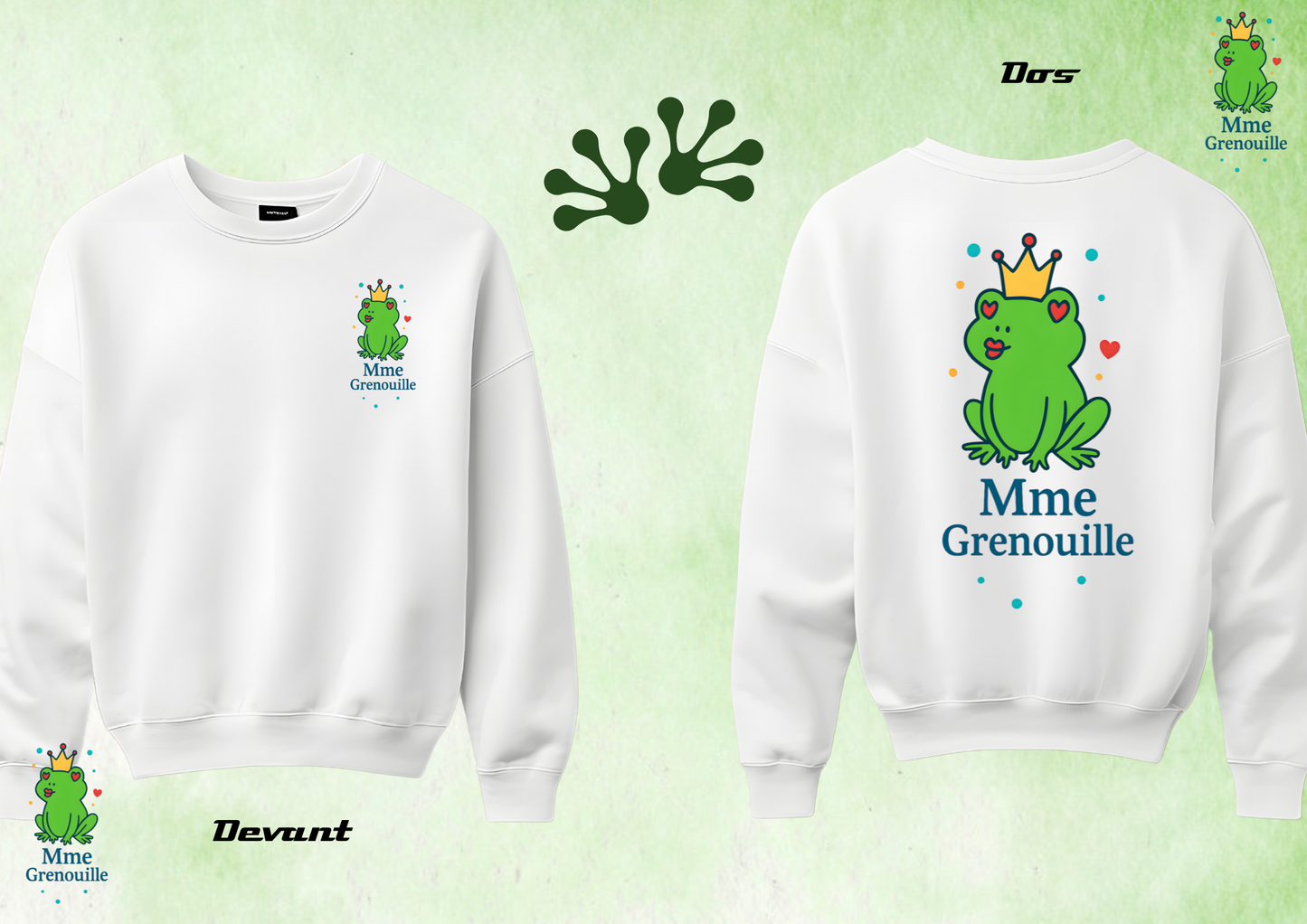👑🐸 Sweat “Mme Grenouille” – Impression Haute Qualité (Noir ou Blanc)