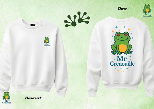 🐸✨ Sweat “Mr Grenouille” – Impression Haute Qualité (Noir ou Blanc)