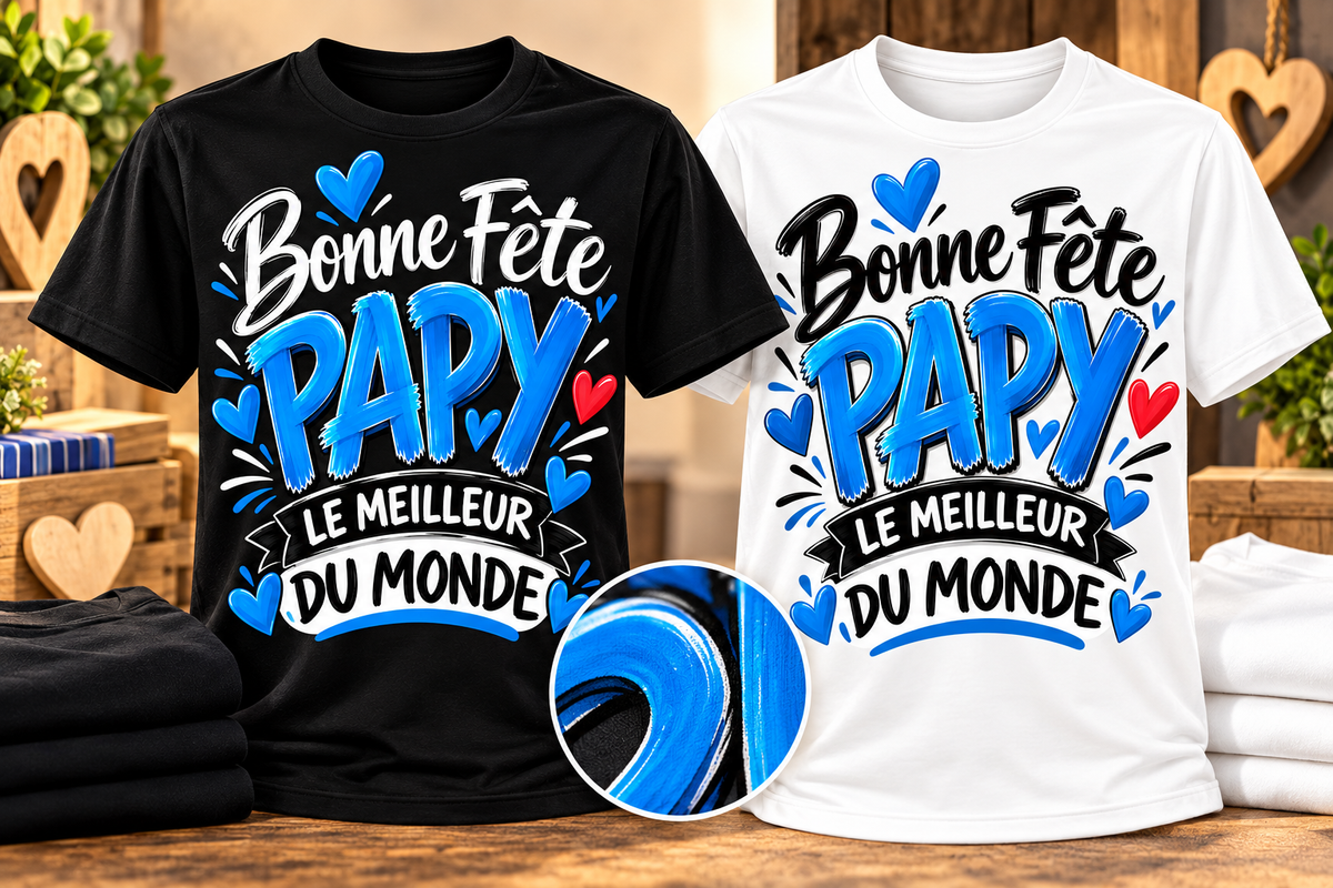T-shirts noir et blanc Bonne Fête Papy, le meilleur du monde