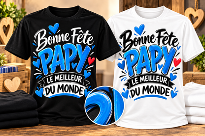 T-shirts noir et blanc Bonne Fête Papy, le meilleur du monde