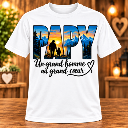 T-shirt blanc Papy un grand homme au grand cœur