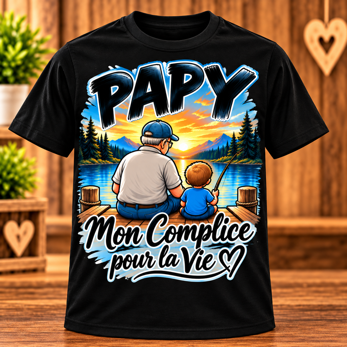 T-shirt noir Papy mon complice pour la vie