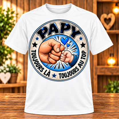 T-shirt blanc Papy toujours là toujours au top