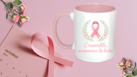 Tasse Octobre Rose (anse et intérieur rose) – Édition solidaire 🎀