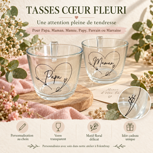 Tasses personnalisées Cœur fleuri