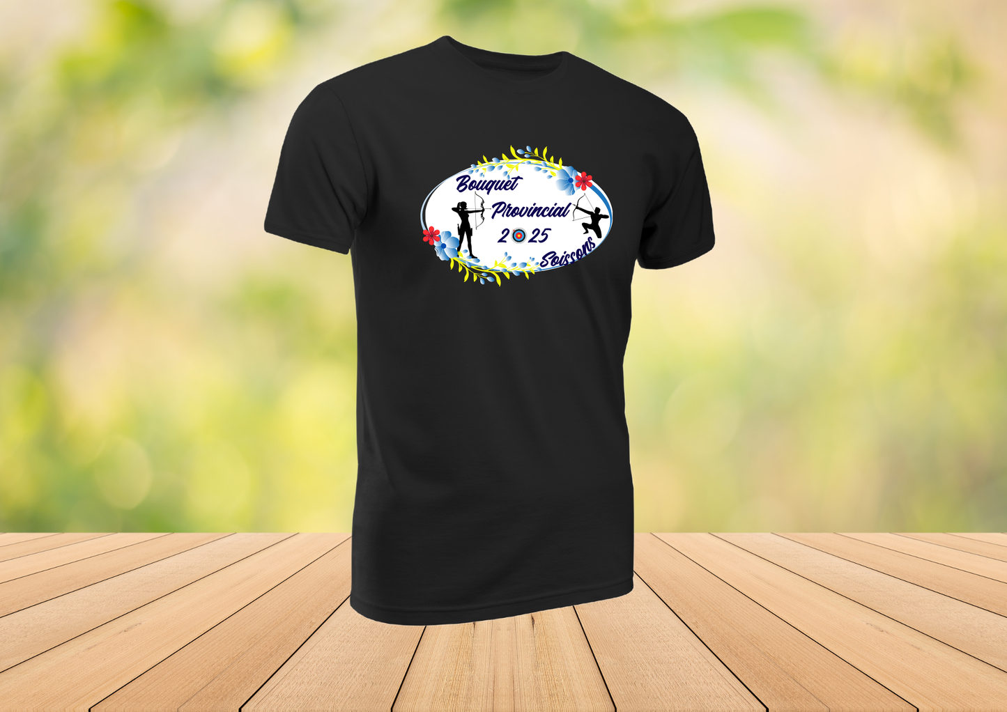 🏹 T-shirt Noir 100% Coton - Collection "Tir à l'Arc" Bouquet Provincial 2025