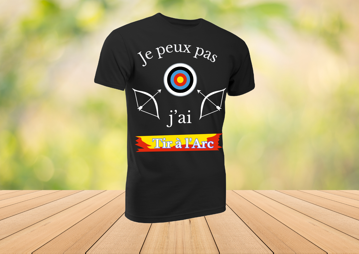🏹 T-shirt Noir 100% Coton - Collection "Tir à l'Arc" (5 Modèles au choix)