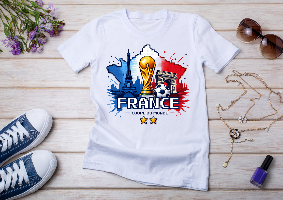 T-shirt France – Édition Supporter Pixel Art ⚽🇫🇷