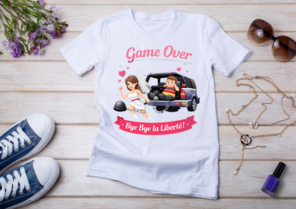 🎉 T-shirt EVJF Personnalisé – Game Over | Bye Bye la Liberté !