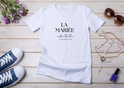 👰‍♀️ T-shirt La Mariée Personnalisé – Avec Date | EVJF & Mariage
