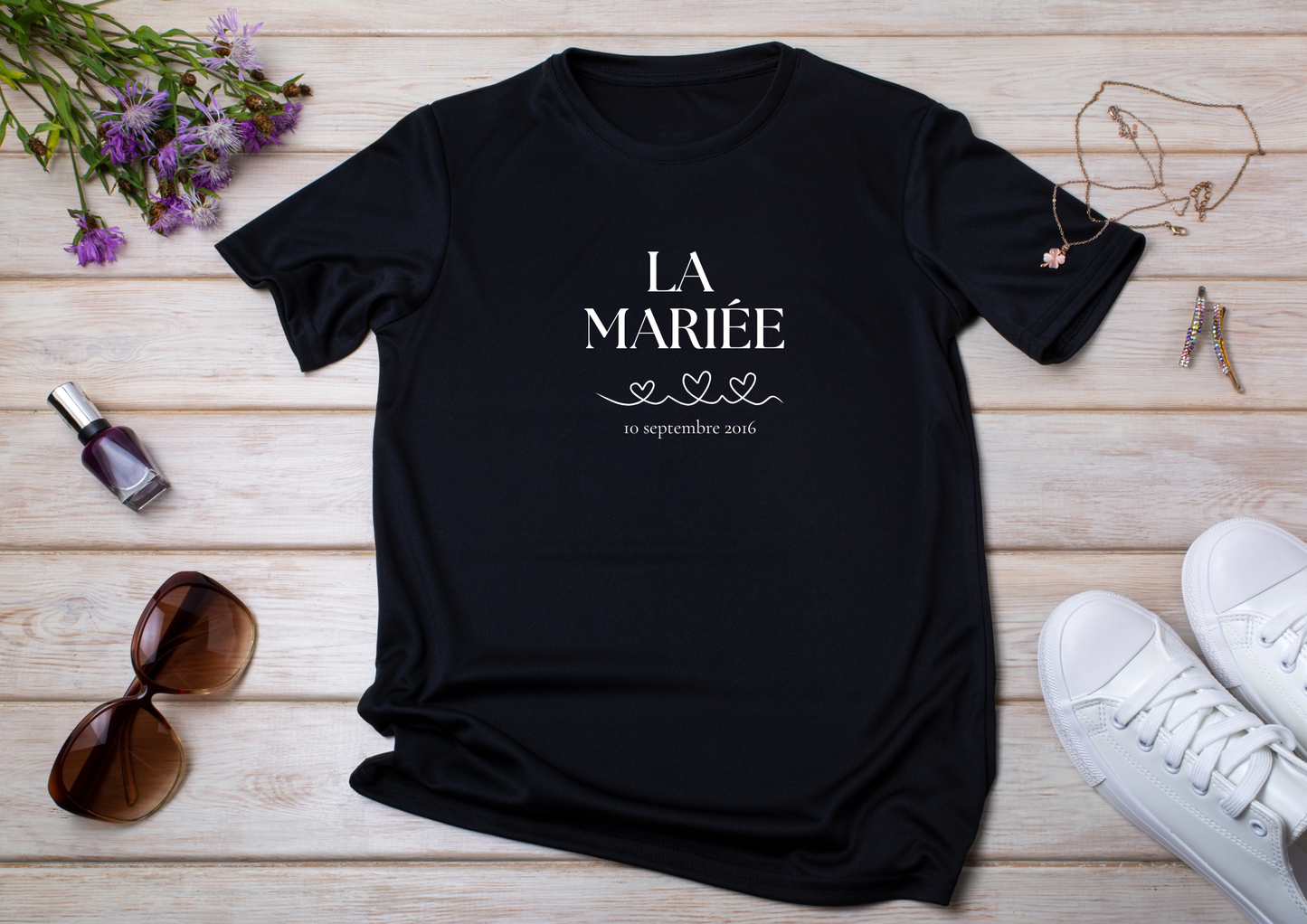👰‍♀️ T-shirt La Mariée Personnalisé – Avec Date | EVJF & Mariage