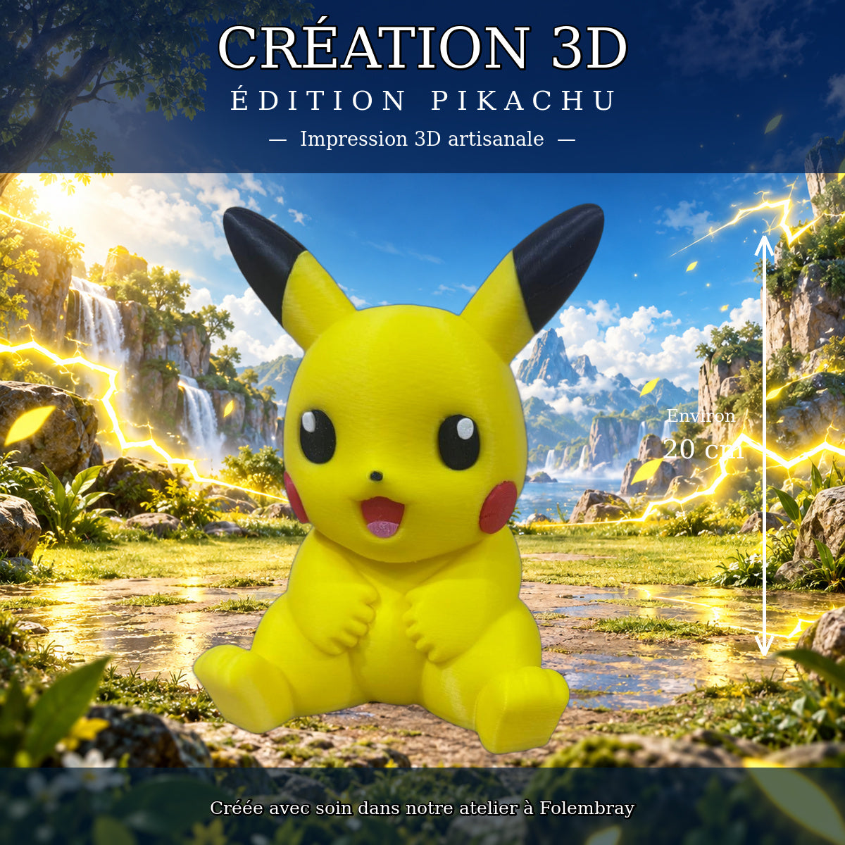 Tirelire Pikachu imprimée en 3D – environ 20 cm