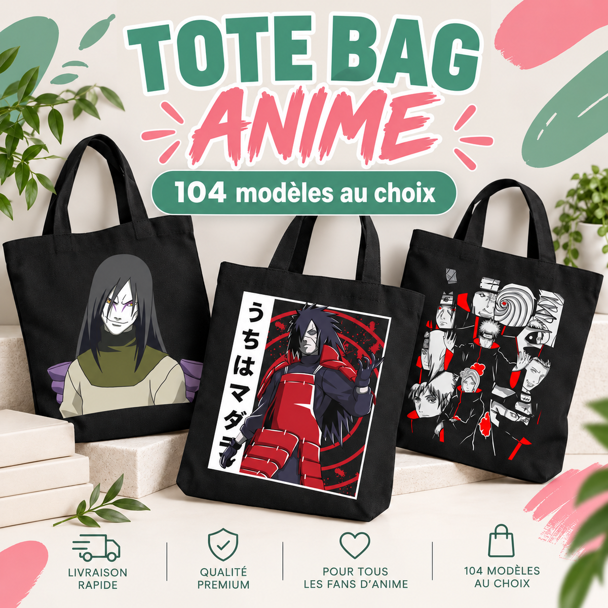Tote Bag Anime – 104 modèles au choix