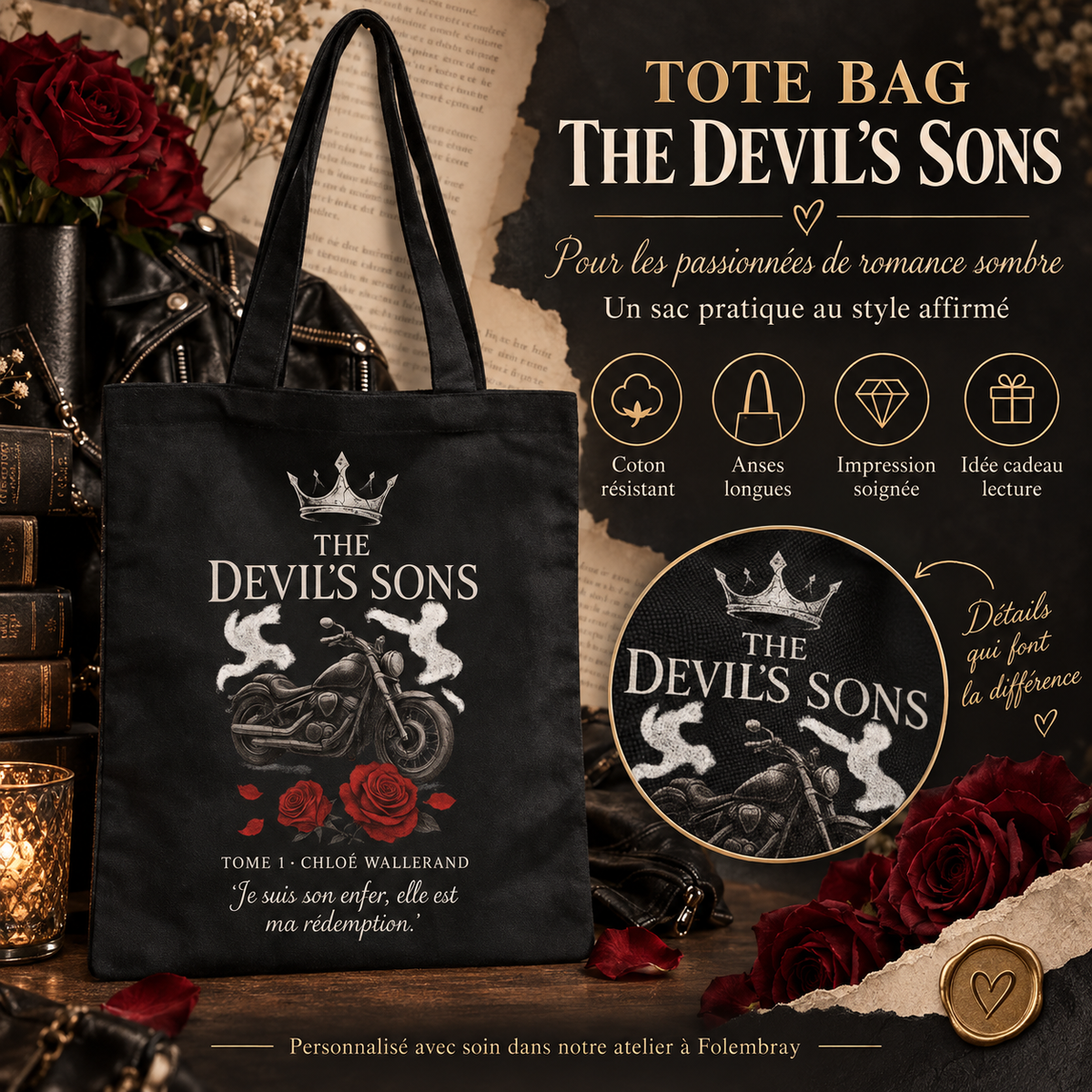 Tote Bag The Devil’s Sons, présentation premium
