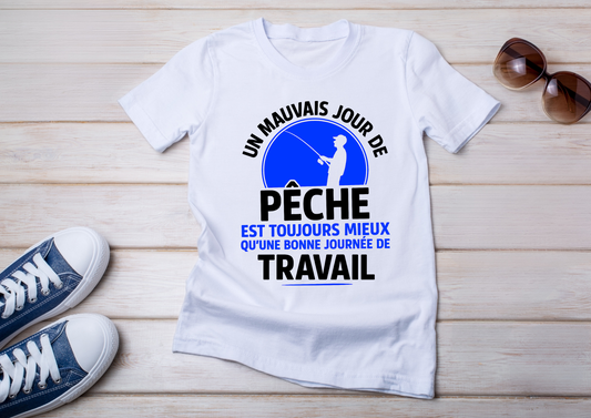 🎣 T-shirt Humour Pêche – “Un mauvais jour de pêche…”